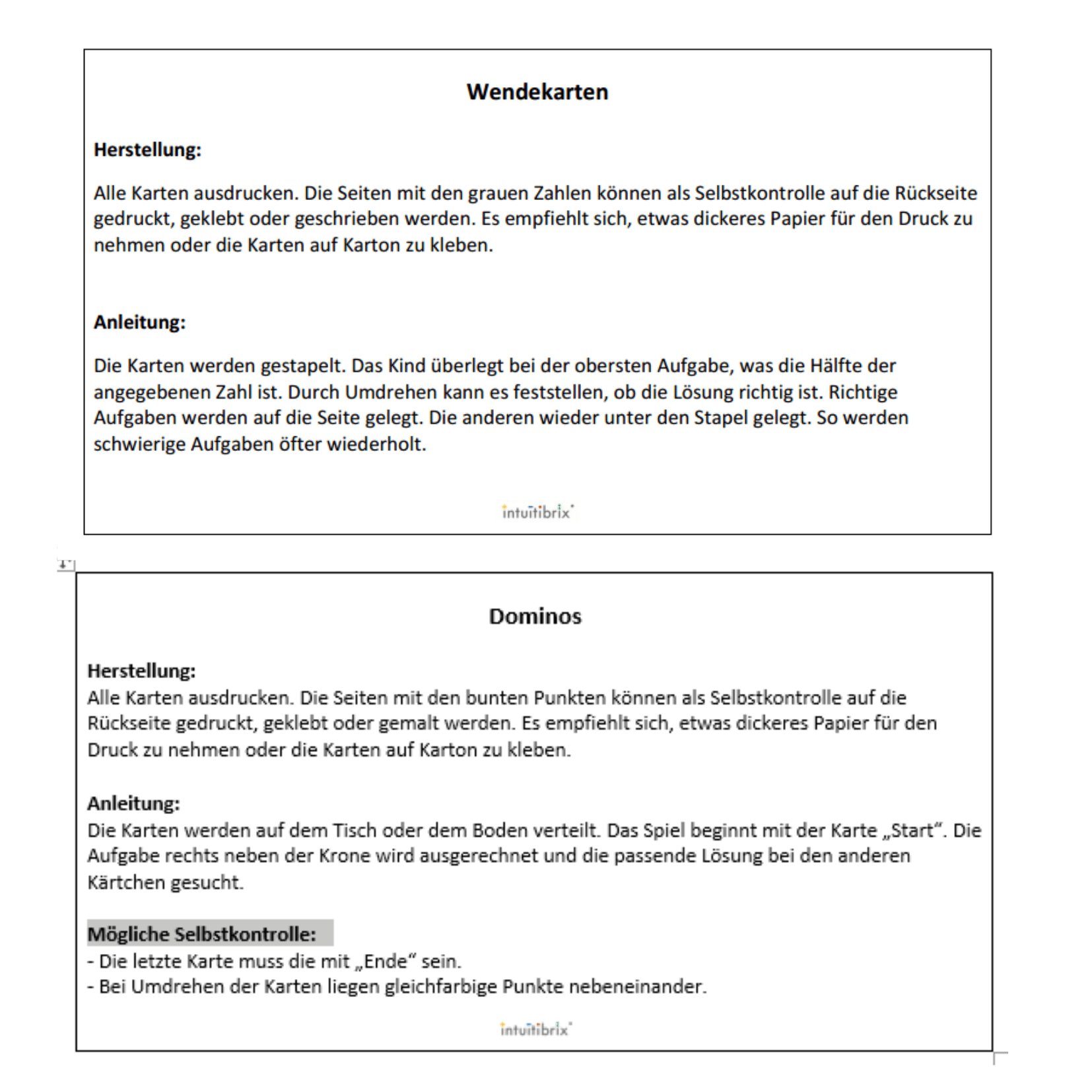 CH Download: Trainingskarten Division